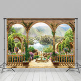 Lofaris Garden Manor Floral Mountain Photography Backdrop